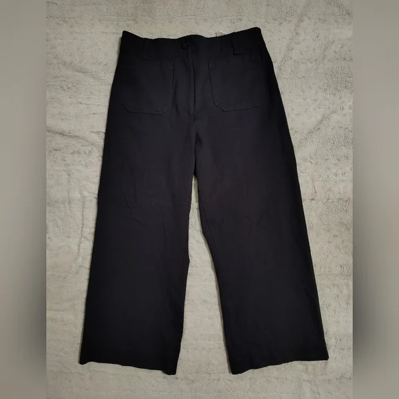 Quince $120 Ultra-Stretch Ponte Cropped Wide Leg Pants Navy Women 14 Minimalist - Picture 10 of 10